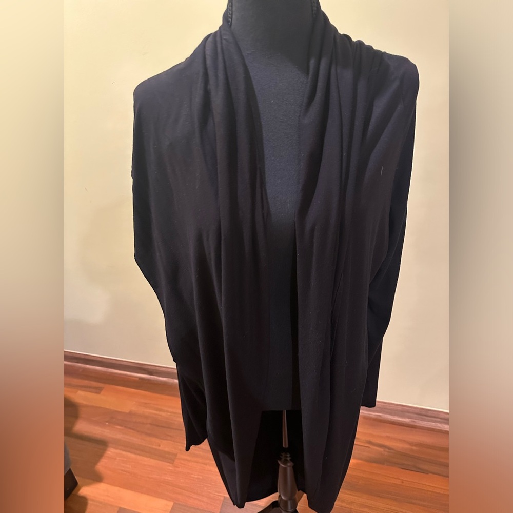 Black stretch cocoon cotton cardigan (sz 2x)